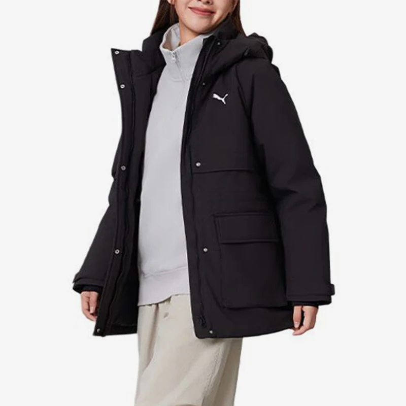 Puma genuine skin friendly solid color women's black warm windproof soft down jacket 692779-01