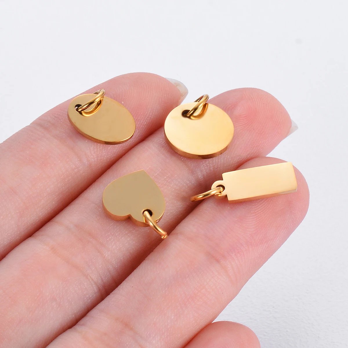 10Pcs Blank Heart Rectangle Round Oval Stainless Steel Mirror Polished Accessories DIY Logo Name Tags Supplies