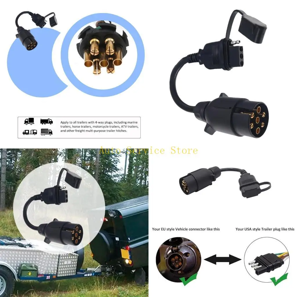 

462A No Tools Needed 7 Pin To 4 Pin Trailer Light Conversion Cable For Trucks