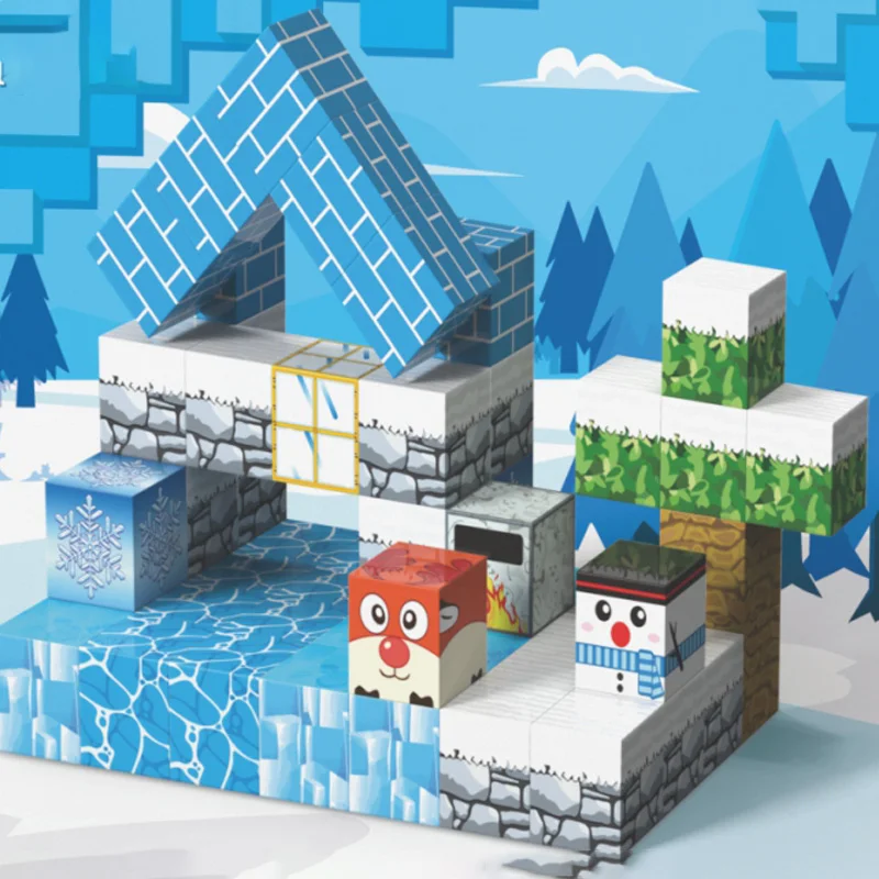 Magnetisch kinderspeelgoed in de ijs- en sneeuwwereld. Denken en praktische vaardigheden oefenen. Cadeaus voor kinderen.