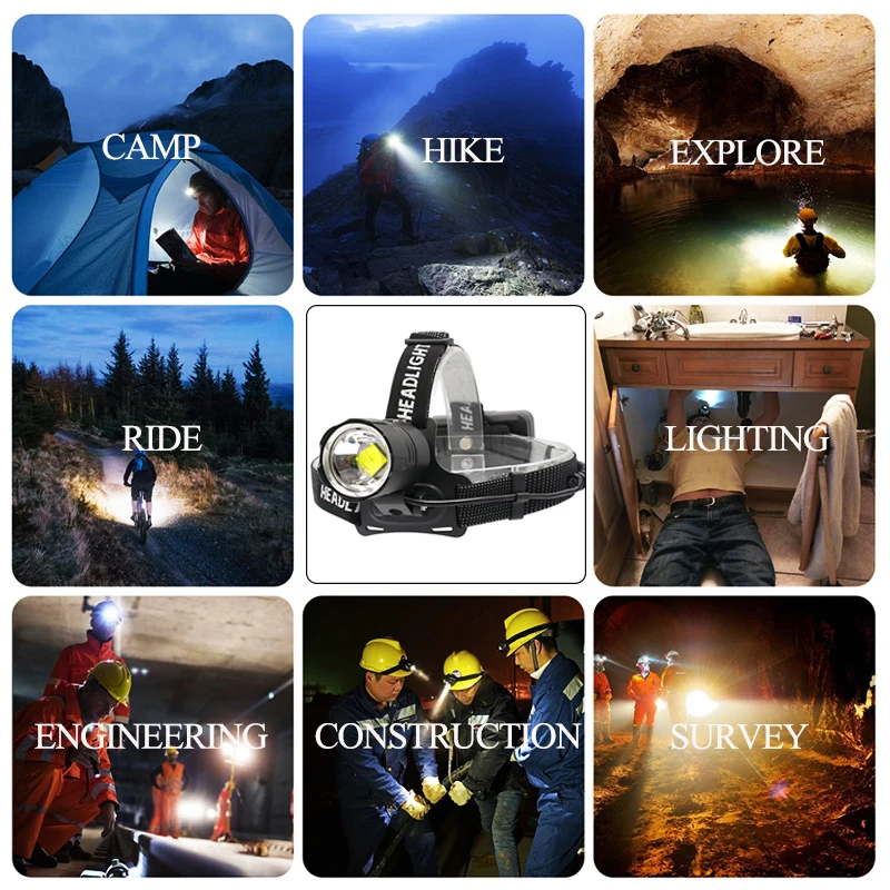 XHP-70.2 Led Headlamp Fishing Camping Headlight High Power Lantern Head Lamp Zoomable USB Torches Flashlight 18650