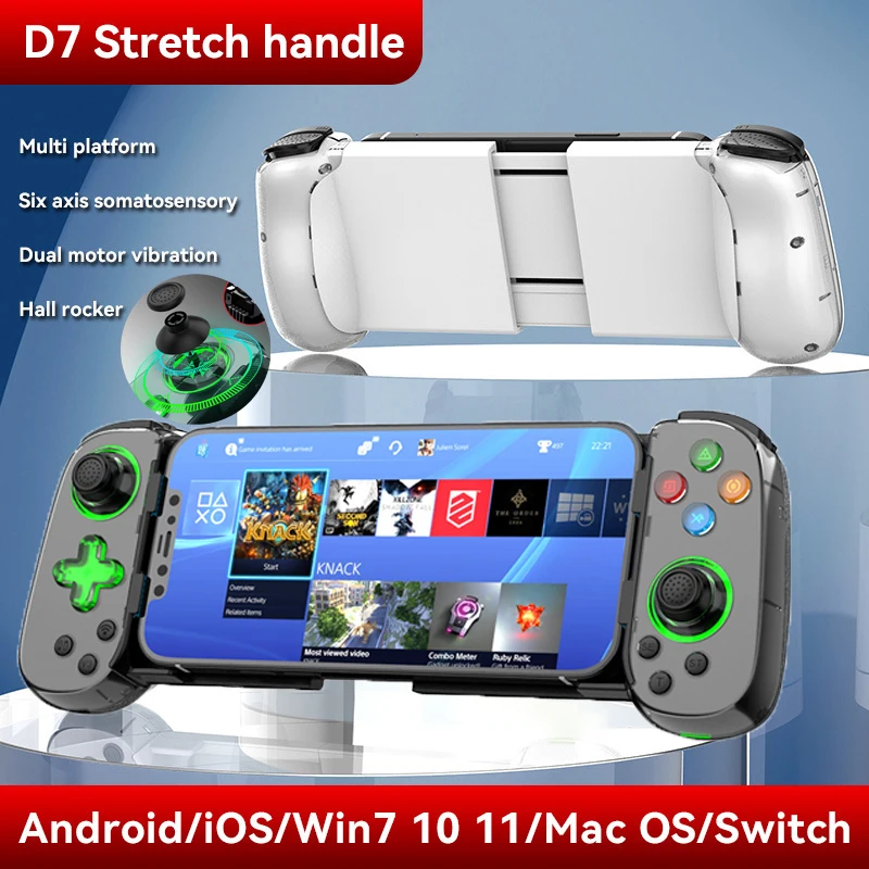 

D7 Gamepad Stretchable Game Controller Six Axis for Android Phone Hall Rocker Bluetooth Wireless Gamecontroller for Switch/ios