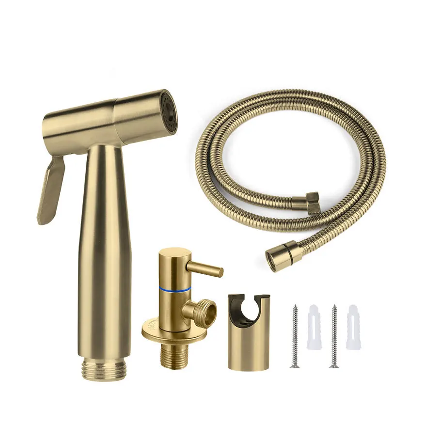 

Brushed Gold Toilet Handheld Bidet Cloth Diaper Sprayer Set Handheld Sprayer Kit