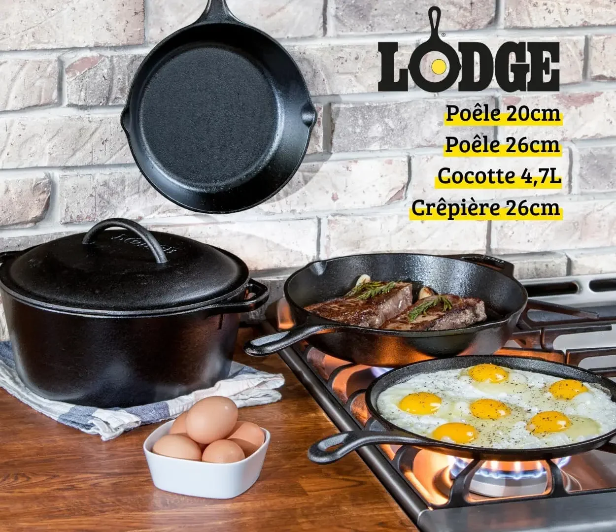 Seasoned Cast Iron 5 Piece Bundle. 10.5