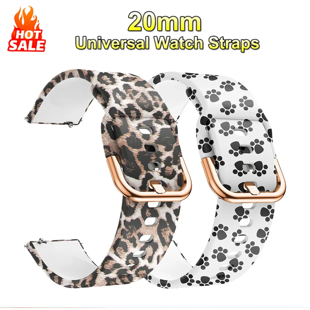 Universal Watch Straps 20mm Quick Release Silicone Band Soft Rubber Wristband for Huawei Samsung Xiaomi Amazfit Smartwatch Strap