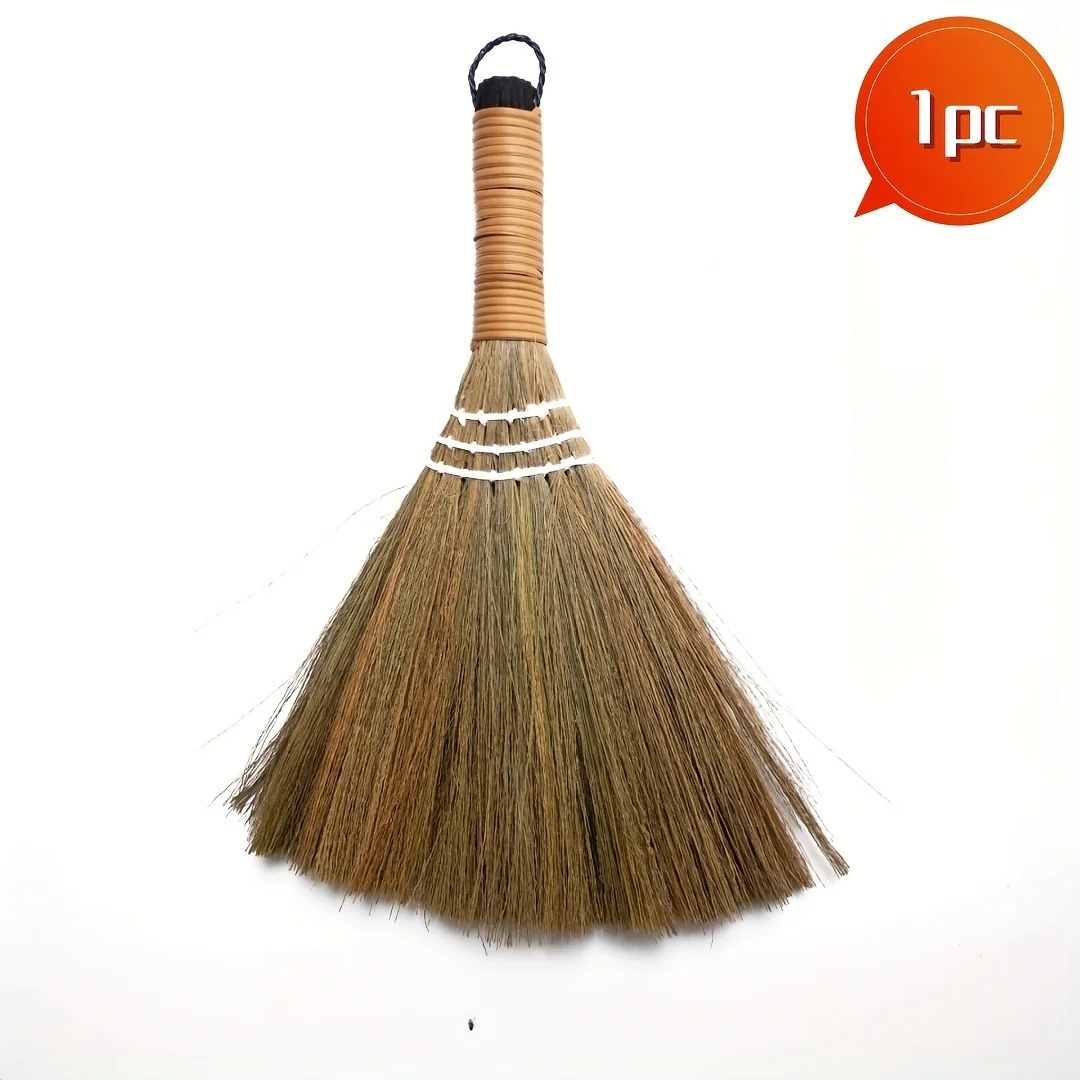 1pc Handmade Grass Broom, Small Handmade Dust Broom, Cleaning Tools, For Housekeeping Services Offices Hotels