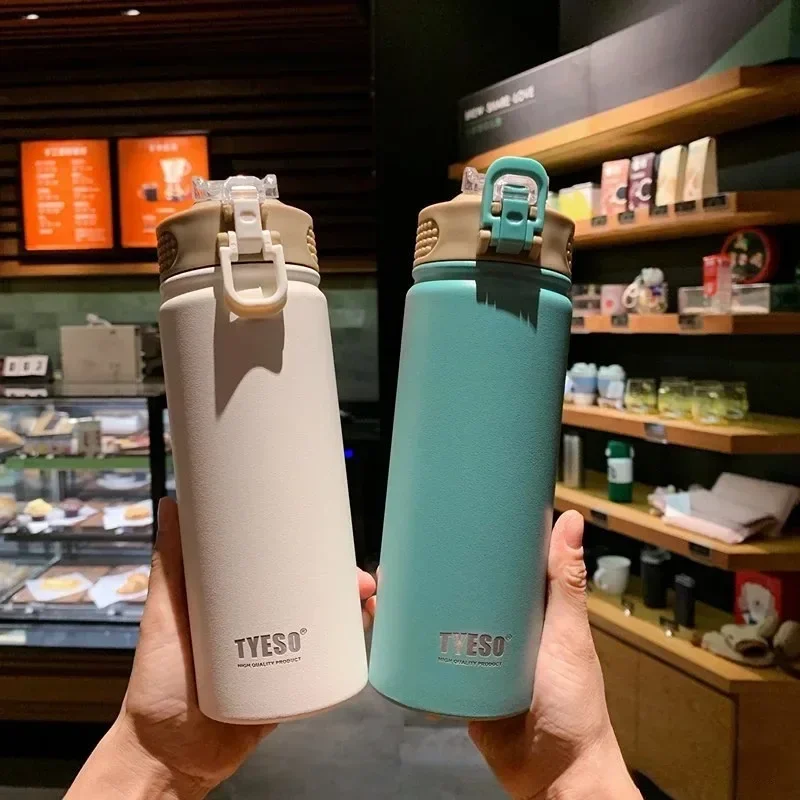 530/750 Thermos Mug With Straw Stainless Steel Thermal Insulation Straight Cup Thermal Water Bottle Tumbler Thermocup 1pcS