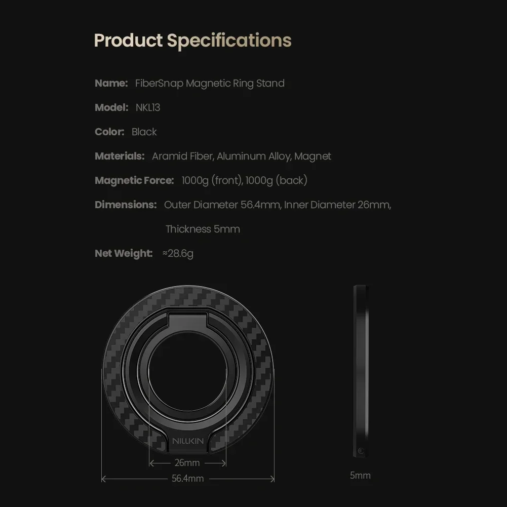 NILLKIN FiberSnap Magnetic Ring Stand for iPhone 16 15 14 13 12 Pro Max Strong Magnet Holder for SamsungS25 S24 S23 S22 S21Ultra - view 5