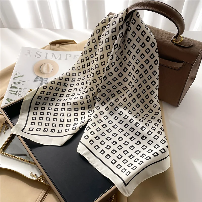 Luxus Pferd Seide Schal Quadrat Schal Für Frauen Drucken Hijab Sommer Wraps Halstuch Weibliche 70*70 cm Taschentuch Bandana mädchen – Detail 12