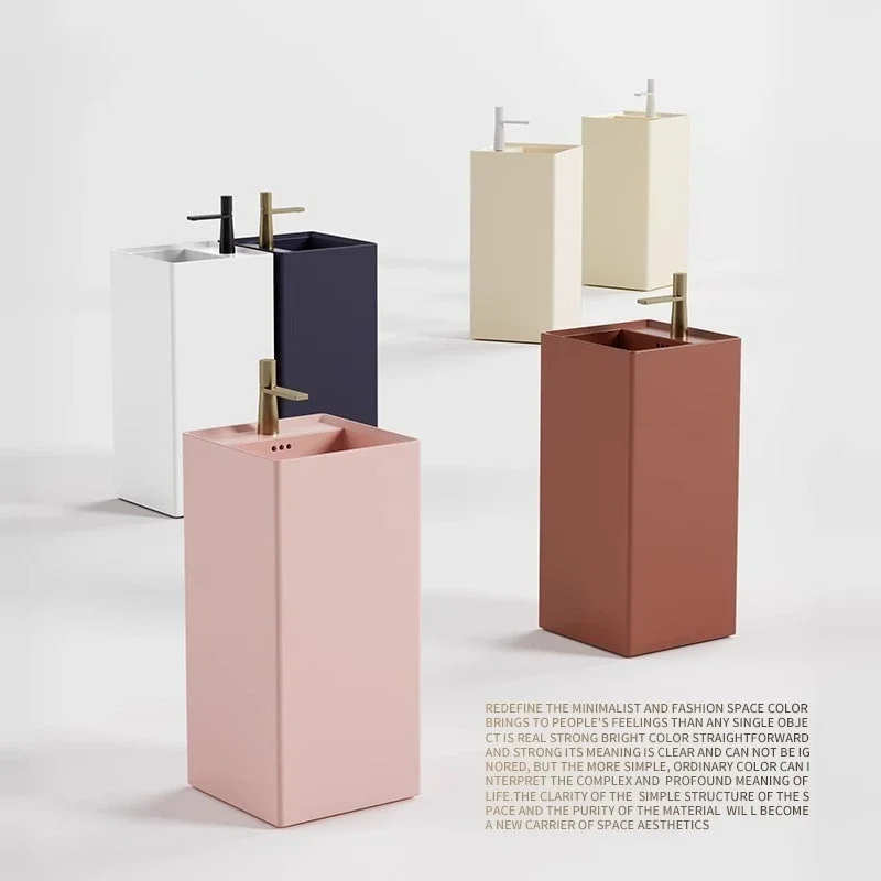 B & B cream wind column basin, balcony floor-to-ceiling washbasin, outdoor ceramic integrated color washbasin