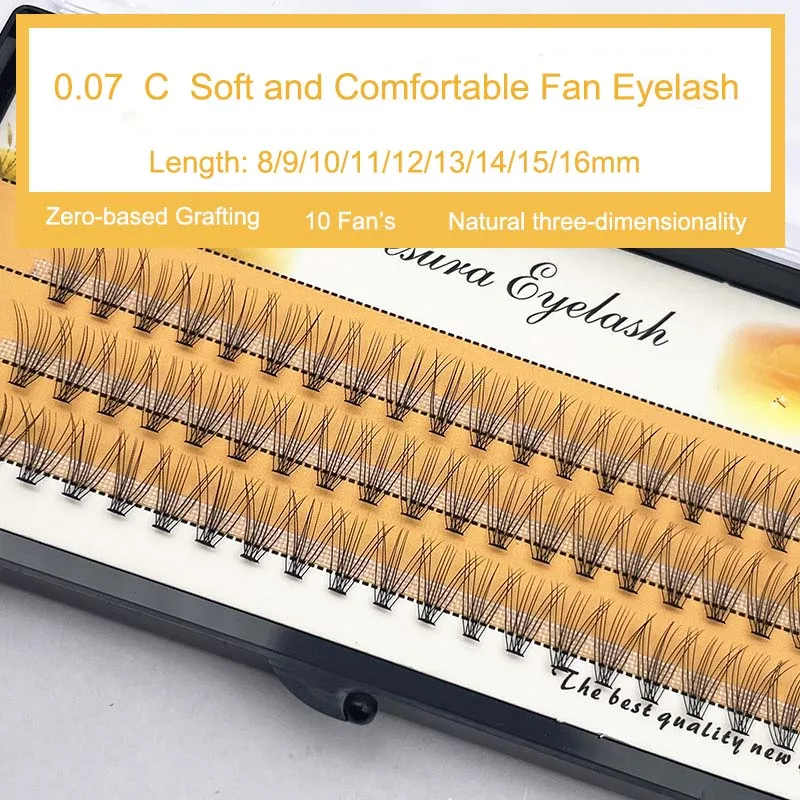 Pestañas individuales de racimo, visón sintético, volumen prefabricado, extensión de pestañas en abanico, pestañas autoinjerto