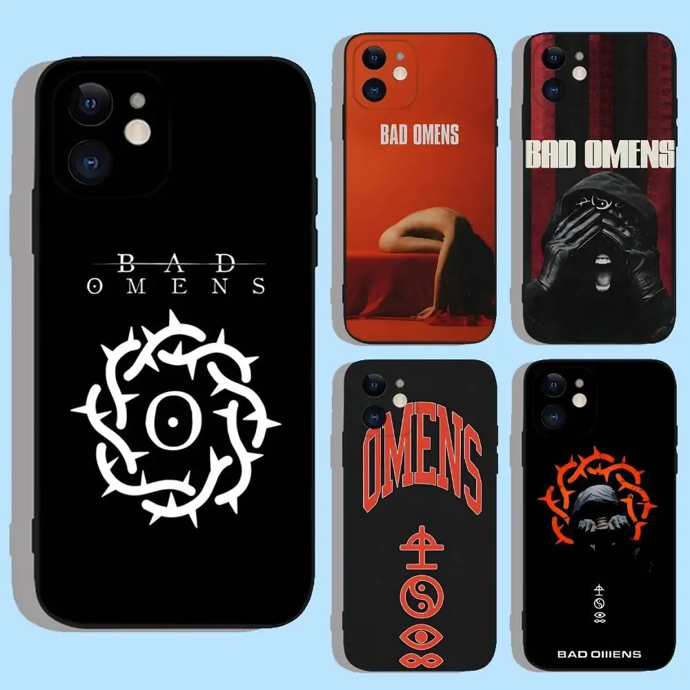 

B-Bad Omens Tempered Phone Case For iPhone 17,16,15,14,13,12,11,XS,XR,X,8,7,Pro,Max,Plus,Mini,Air,e Silicone Black Cover