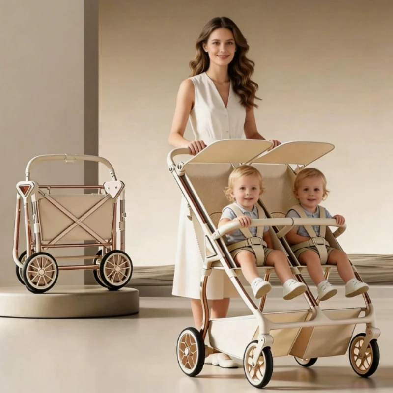 

Новая двухместная коляска-трансформер с высоким положением сиденья: легкая, складная, для сидения и лежания, двойная коляска для малышей, двойная прогулочная коляска