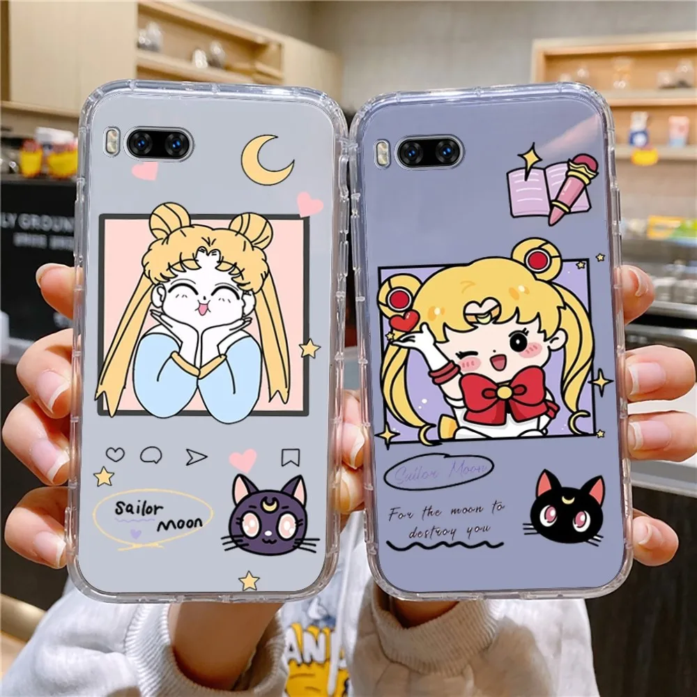 S-SailoR Cartoon Moon Phone Case For Huawei Mate P10 P20 P30 P40 P50 Smart Z Honor 50 60 70 Pro Lite Transparent Case