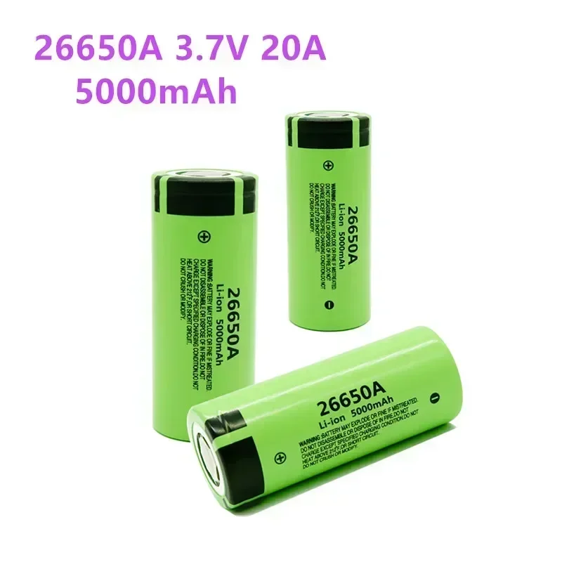 26650A 3.7V 5000mAh Battery High Capacity 26650 20A Power Battery Lithium Ion Rechargeable Battery for Toy Flashlight