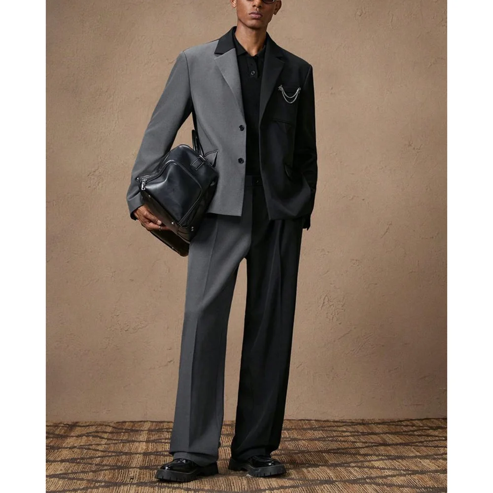 

Patchwork Peaked Lapel Single Breasted Men Suits Wedding Formal Party Fashion Man Sets Banquet Sets 2 Pieces (Jacket+Pants)