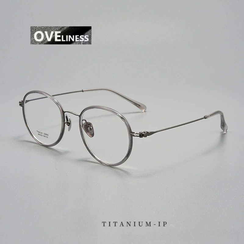 

Screwless Acetate Titanium optical Eyeglasses Frame Men Women Round myopia Prescription Glasses Frame Eyewear spectacles