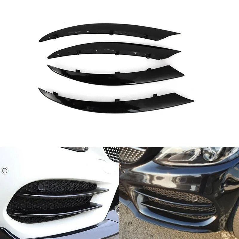 Gloss ABS Front Fog Lamp Grill Grille Protective Covers Stickers For Mercedes Benz C Class W205 C180 C200 Sports model 2015-2018