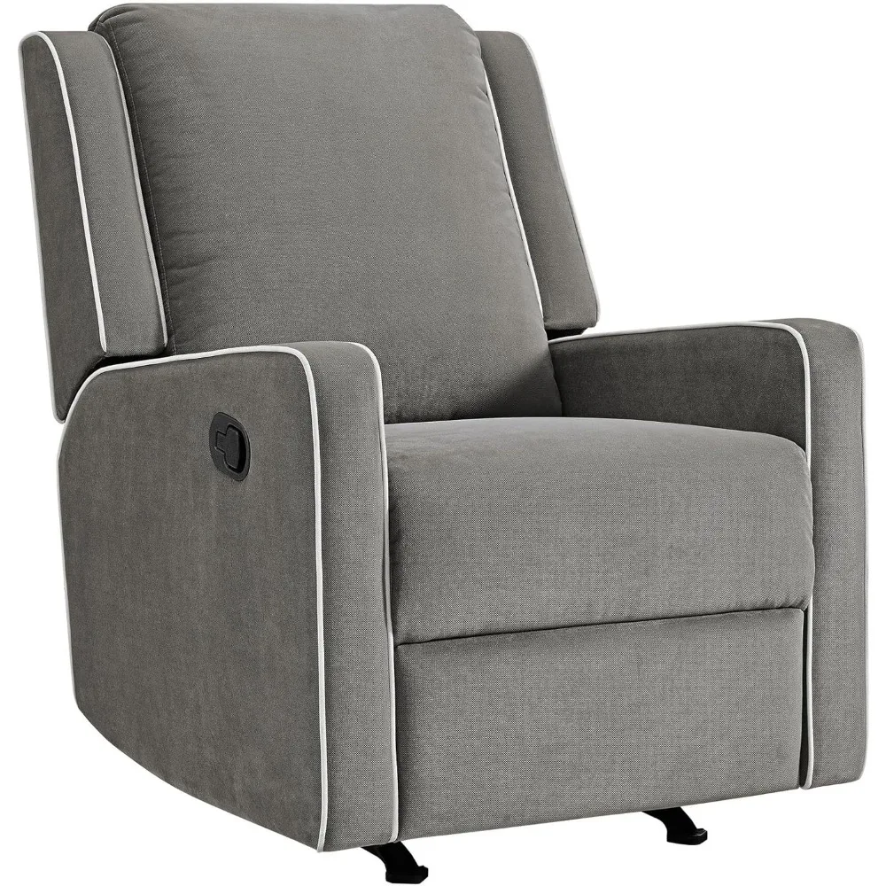 Paisley Rocker Recliner Chair, Pocket Coil Seating, Gray Linen