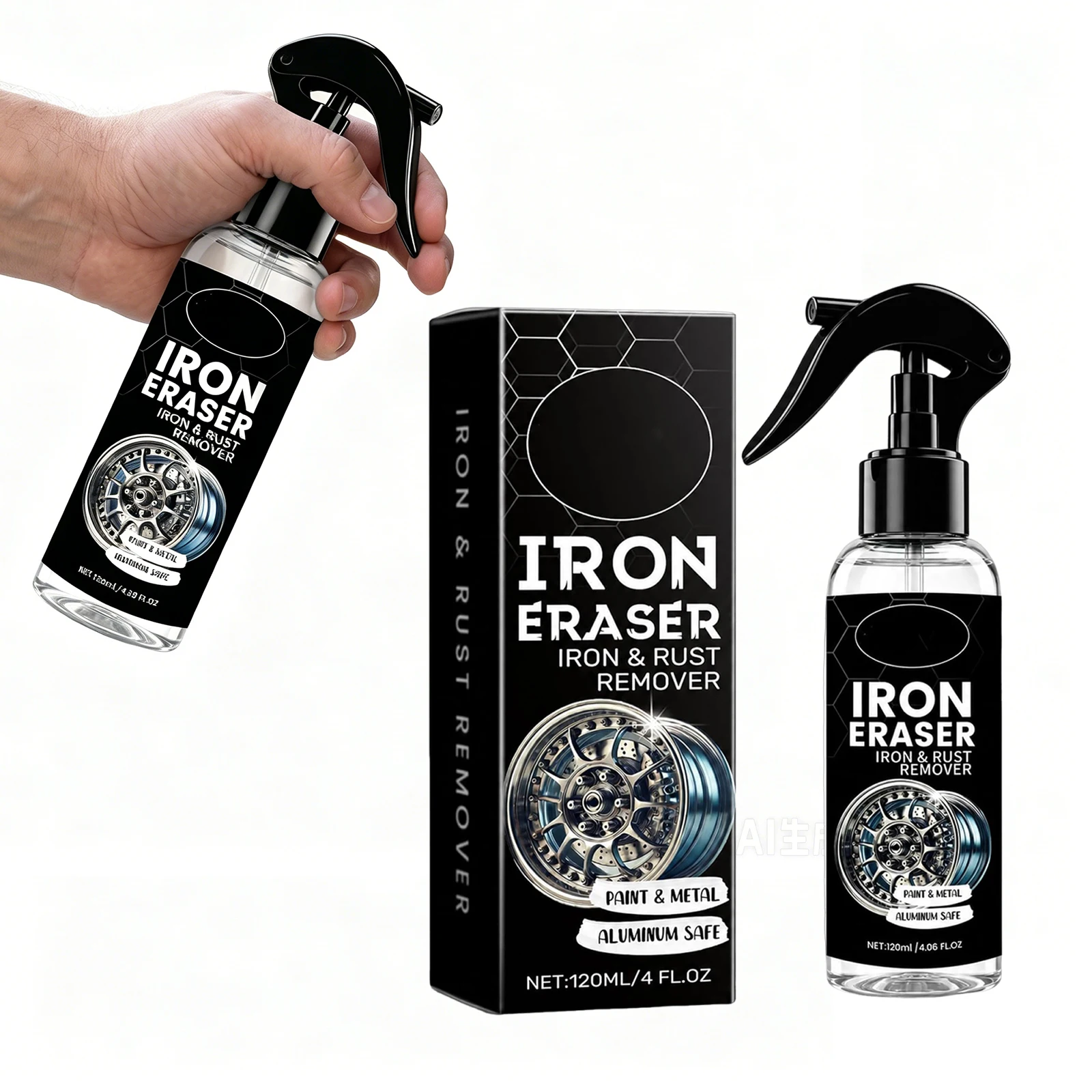 2/3PCS Iron Eraser Rust Remover Spray Iron and Rust Remover Fast Acting Iron Remover for Wheels Automotive Paint & Metal Surface