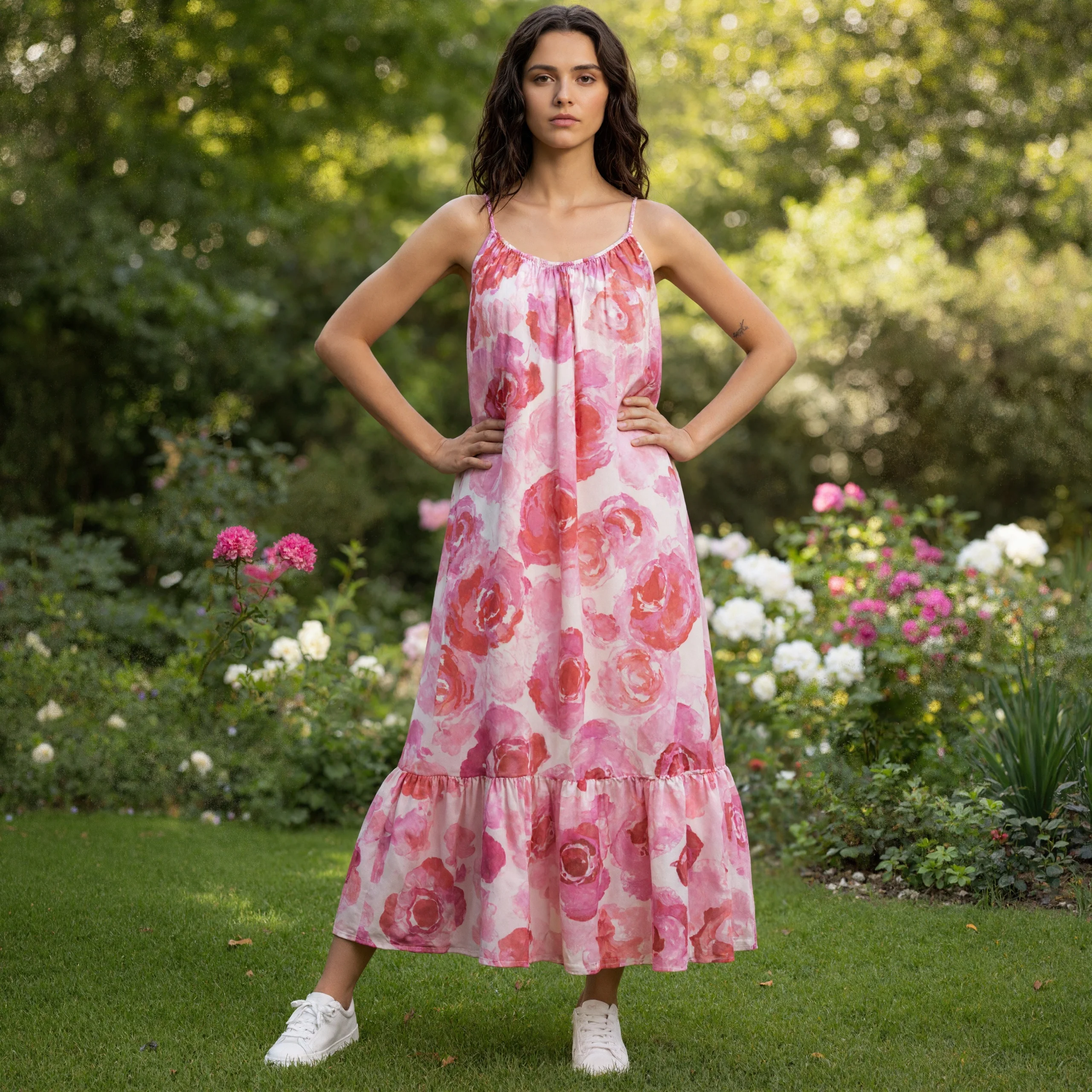 

Floral Print Suspender Dress Women Street Casual Loose Sexy Off Shoulder Sleeveless Maxi Dress Vacation Party Beach Long Dress