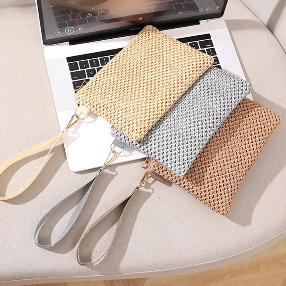 New Style Handmade Weaving Bag Summer Vacation Casual Bags Women Makeup Bags Beach Travel Wallet Girls Clutch Bag Hot Selling