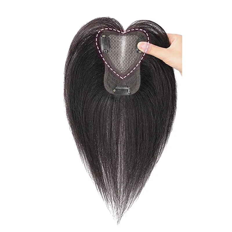 Clip In Bangs for Women  Human Hair Toppers Real Hair Topper with Bangs Swiss Base with Thinning Hair Loss Hair Cover Gray Hair