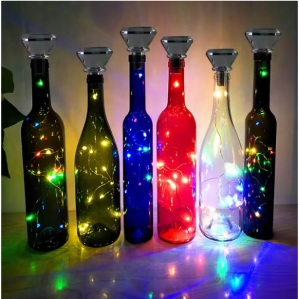 Solar Powered Bottle Stopper String Lights, 20 LED Waterproof Fairy Lights for Garden Patio, Bar Holiday Party Decor