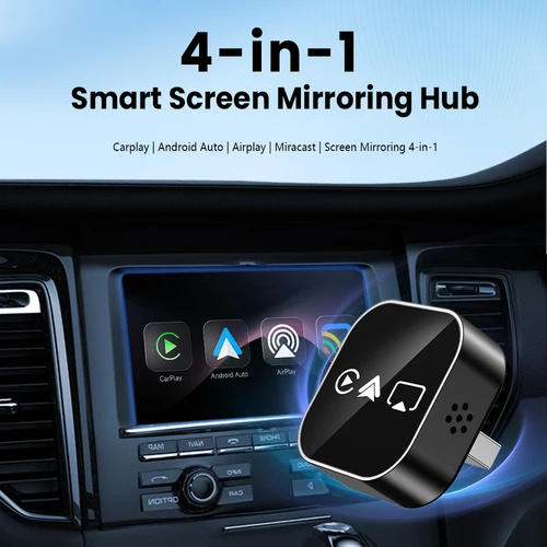 Imagen 2 del producto Adaptador inalámbrico 4 en 1 para CarPlay y Android Auto, compatible con Mirror Link y Airplay, Plug & Play para coches con CarPlay/Android Auto con cable de fábrica.