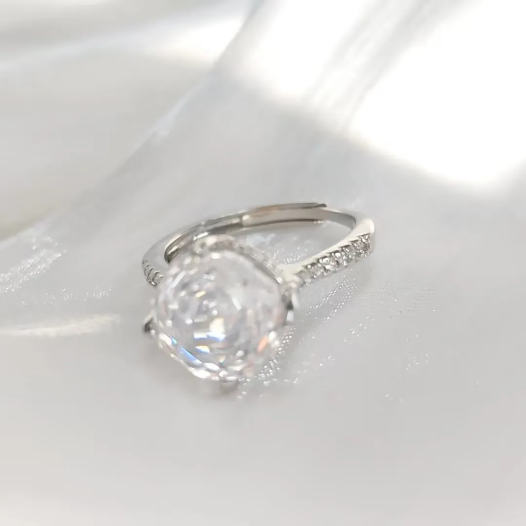 925 Sterling Silver Temperament Fashion Octagon Millennium Rose Cut Zircon Ring Birthday Party Anniversary Gift