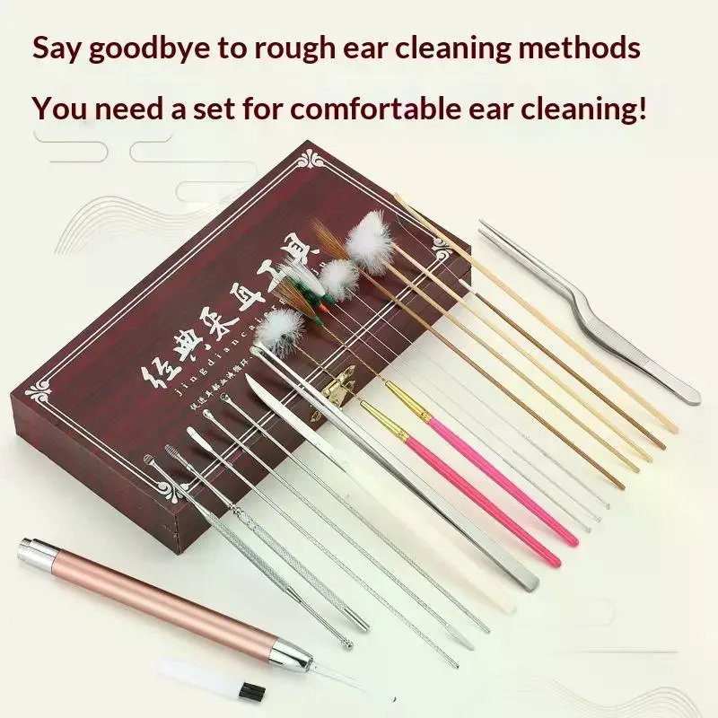 9/11/12/18/20Pcs Ear Picking Tool Set Goose Feather Stick Ear Scoop Canal Massage Cleaning Tool