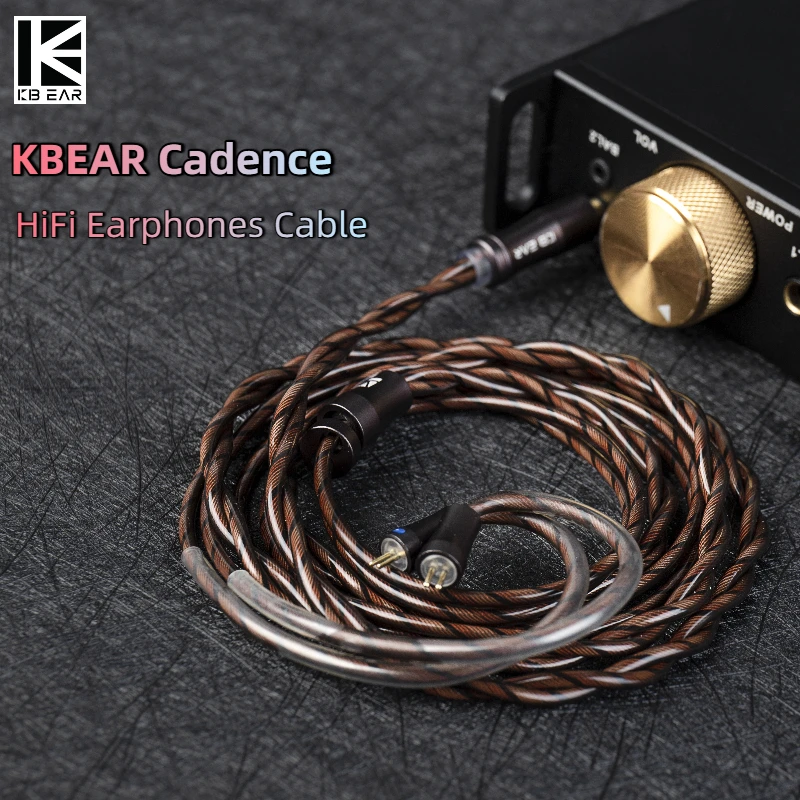 

KBEAR Cadence 2-жильный смешанный посеребренный и чистый медный кабель для наушников Hi-Fi, защищающий многослойный кабель высокой плотности