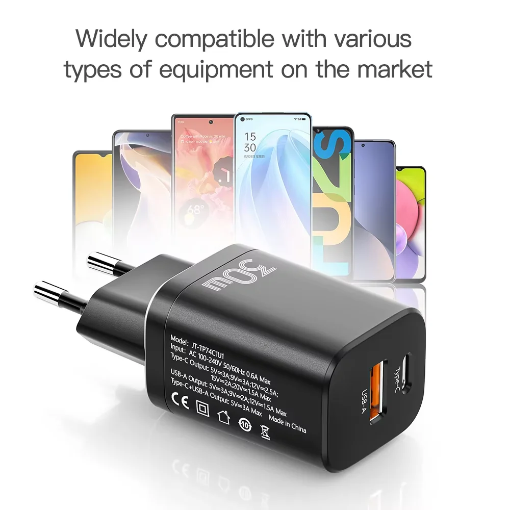 

Зарядное устройство Essager 30 Вт с поддержкой USB-порта для быстрой зарядки типа C PD QC3.0 Портативное зарядное устройство для телефона iPhone 14 13 12 Pro Max Для телефона