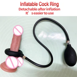 Detachable Inflate Cock Ring Delay Ejaculation Testicles Bondage Ball Stretcher Penis Erection By Pump Male Masturbation Sex Toy