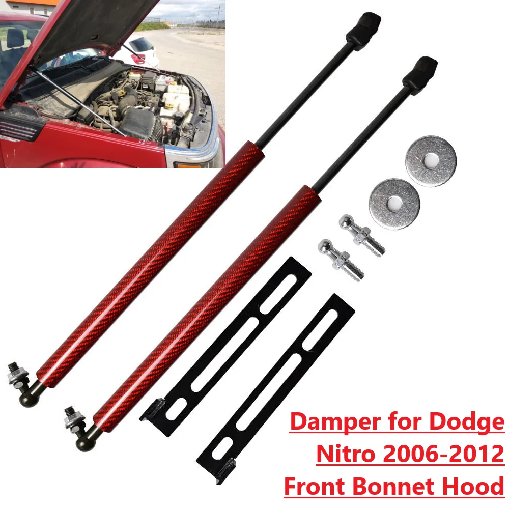 2PCS Hood Damper For 2005-2010 2011 2012 Dodge Nitro 2010 Front Bonnet Modify Gas Struts Lift Support Shock Absorber Piston Rods