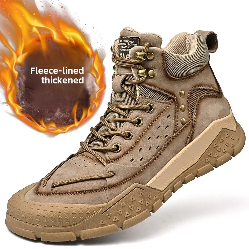 الرجال عالية الجودة صوف مبطن أحذية التنزه مقاوم للماء تنفس المضادة للانزلاق دائم الجلود العلوي مريحة إيفا نعل الشتاء Rea #3