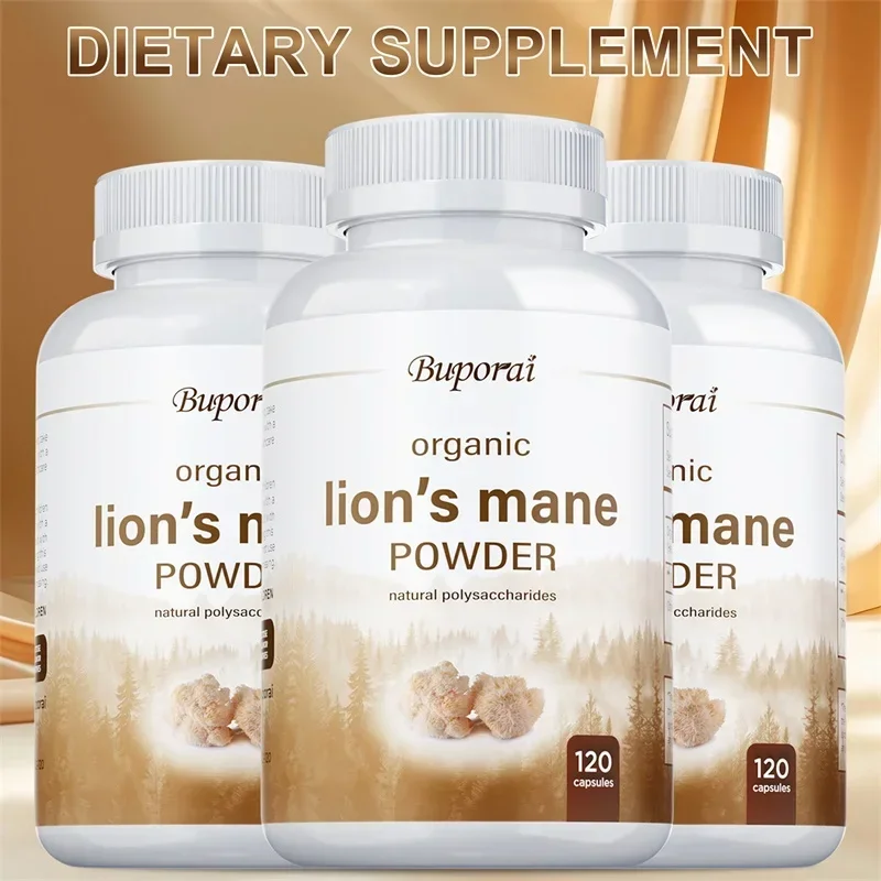 

Organic Lions Mane Mushroom Supplement Powder - Benefit Brain & Memory Immune Gain Energy Support Mood and StressCapsule