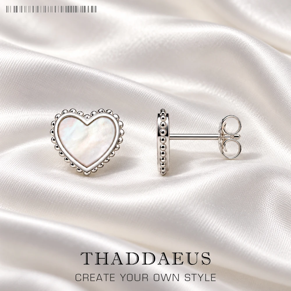 Shell Heart Ear Studs Earrings EuropeHandcrafte Jewelry For Women New Rpmantic Gift Real 925 Sterling Silver