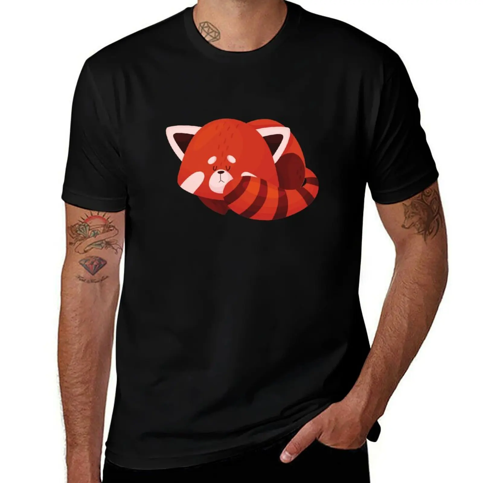 Red Panda Cute Adorable Endangered Species Solitary Animal T-Shirt Large Size Casual Tee Shirt T-Shirt