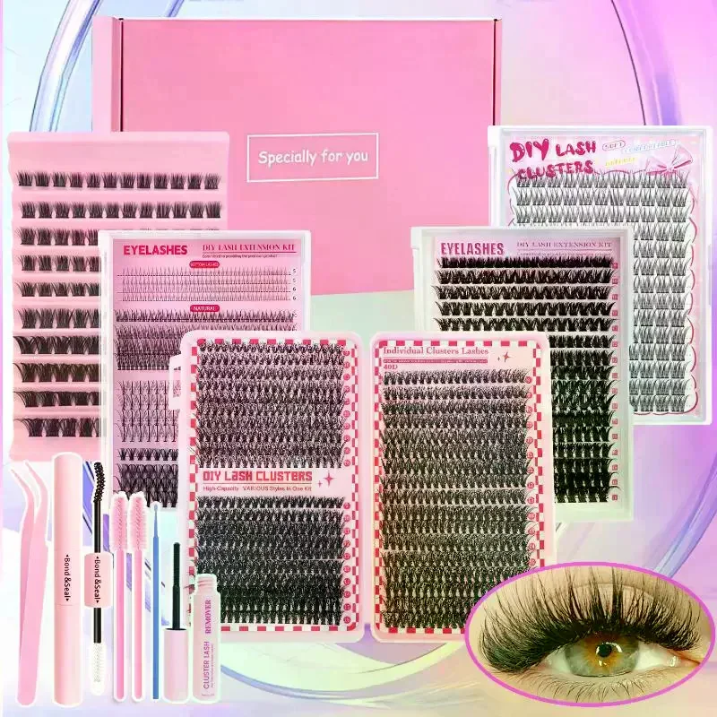 Lash Bond ASend Seal Eyelash Clusters Lasting Double-Ended Fixed Eyelash Glue Remover Tweezers Kit Eyelash Curler Brush Kit Tool