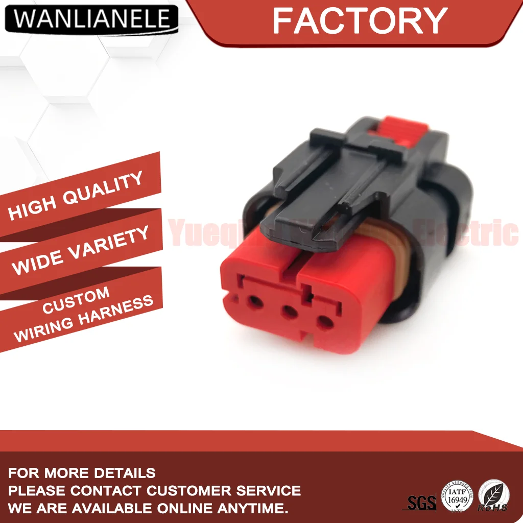 50 Sets 776429-1 3 Pin Sealed Connector Plug AMPSEAL 16 4.5mm 13A IP6K9K -40-125°C Black for Auto Sensor Harness