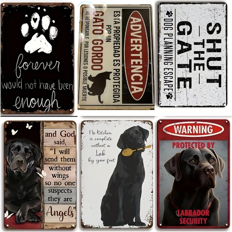 Metal Aluminum Sign Set Vintage Wall Art Pendants for Dog House Pet Store Dog Grooming Salon Living Room Home Office