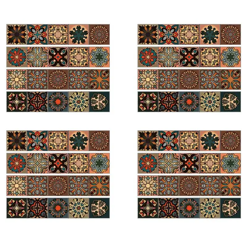 B62B-80 Pcs 3D Multi Moroccan Self-Adhesive Bathroom Kitchen Wall Stair Tile Sticker