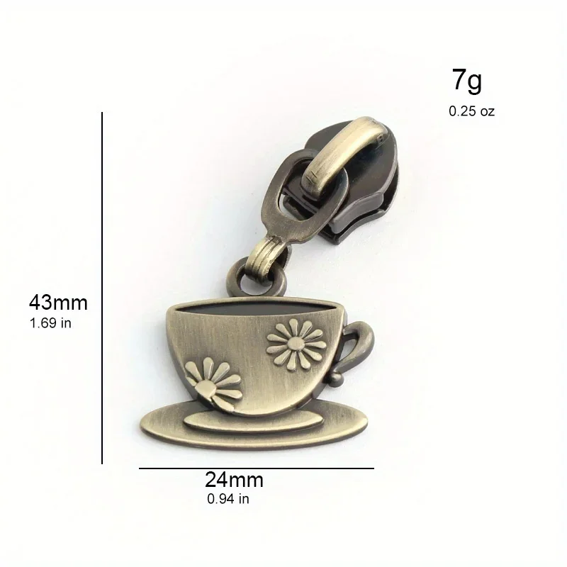 5PCS 43mm multi-color pattern cup wallet puller multifunctional coffee cup zipper puller travel bag suitcase zipper repair kit