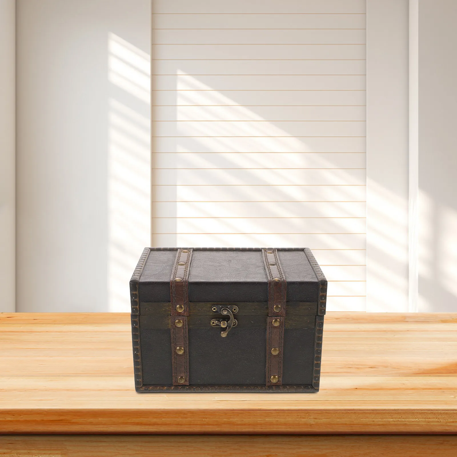 

Wooden Vintage Jewelry Box Treasure Chest Storage Organizer for Keepsakes Vanity Dresser Decor Rustic Aesthetic Natural Grain