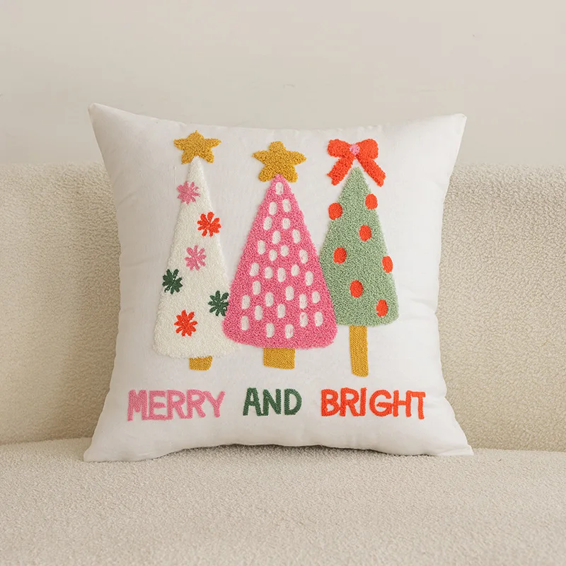 Christmas Supplies Cushions Cover Home Christmas Decoration Embroidery Tufted Snowflake Pillow Cover for Living Room Sofa Party view 5