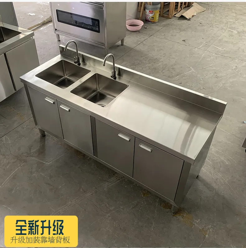 Creative Stainless Steel Sink Cabinets Modern Minimalist Storage Workbench Kitchen Furniture