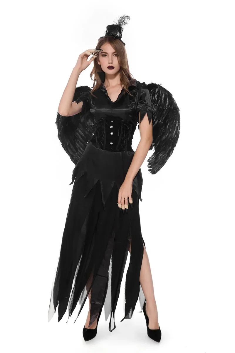 Costume da angelo scuro sexy di Halloween per adulti, costume da vampiro, sposa, demoni, cosplay, costume da festa