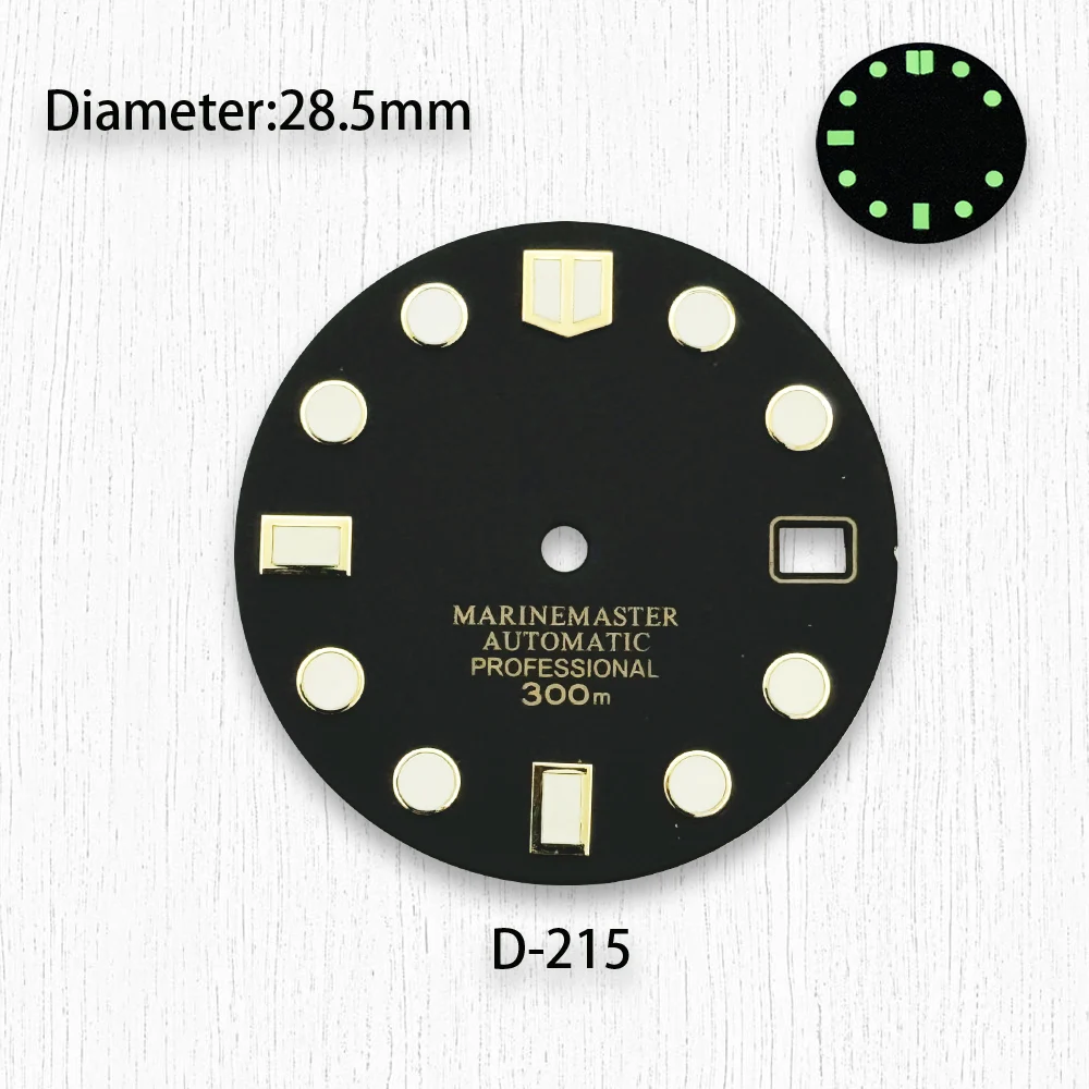 28,5 mm Wysokiej jakości tarcza zegarka NH35 Tarcza S Tarcza zielona świecąca Nadaje się do akcesoriów do zegarków z mechanizmem NH35/NH36