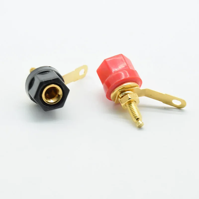 2pcs/lot Red Black 4mm Banana Socket Nickel Plated Binding Post Nut Banana Plug Jack Connector